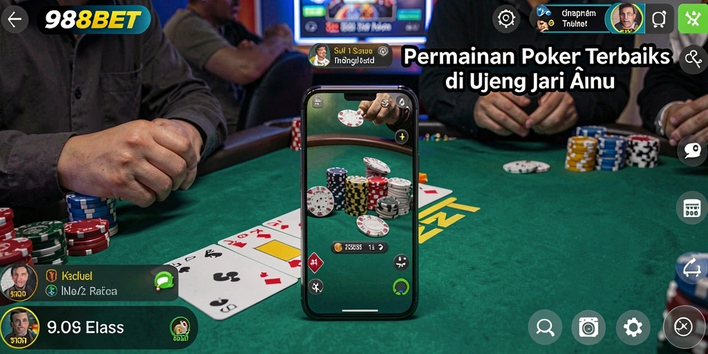 Tangkapan layar gameplay poker yang mendebarkan di 988BET.