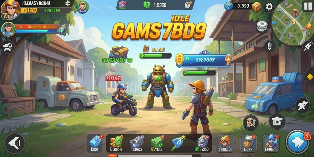Tangkapan layar gameplay AMS789, menampilkan karakter yang sedang berkembang di dunia Idle.