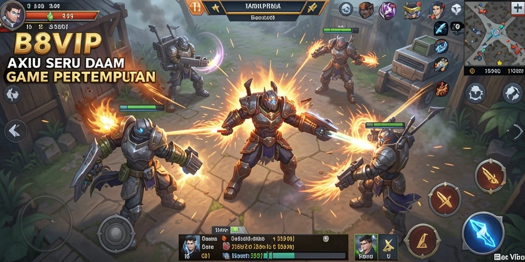 Screenshot B8VIP menunjukkan momen aksi intens dalam pertempuran.