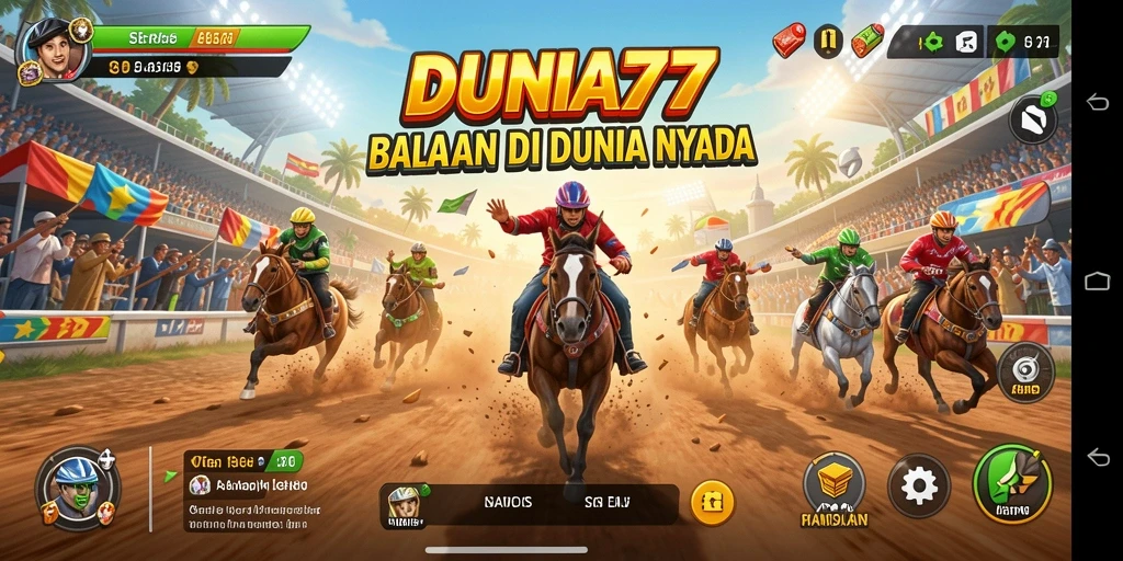 Gameplay DUNIA77 menampilkan aksi balapan yang mendebarkan dan grafis yang memukau.