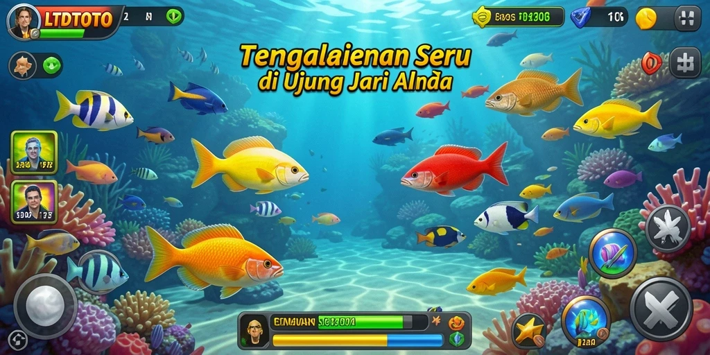 Tangkapan layar dari gameplay seru LTDTOTO saat menembak ikan.
