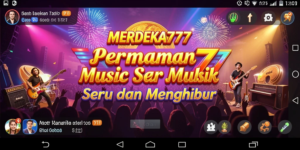 Tampilan gameplay MERDEKA777 dengan alunan musik yang seru.