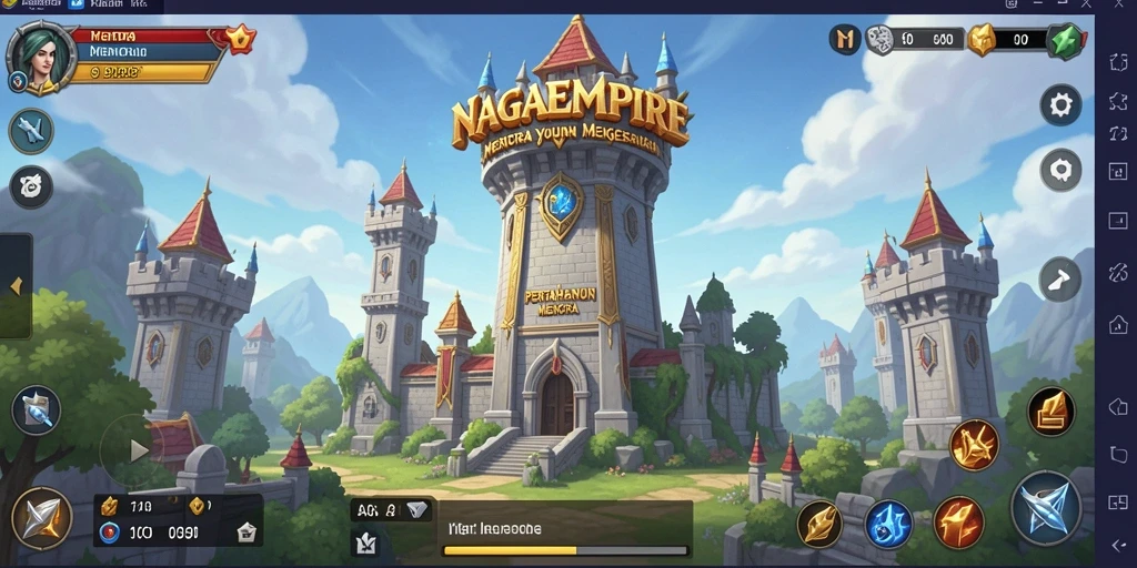 Tampilan gameplay menara pertahanan yang menarik di NAGAEMPIRE.