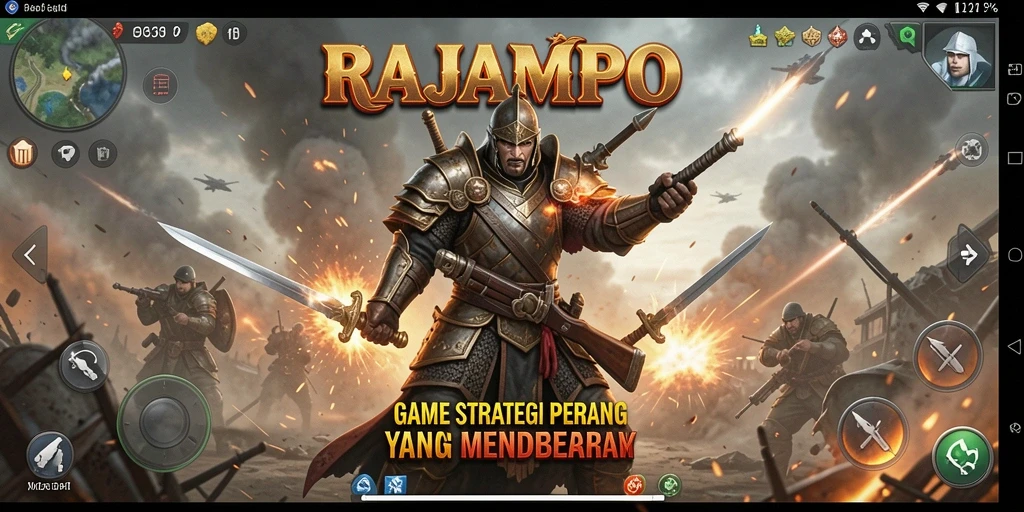 Screenshot utama RAJAMPO dengan tampilan gameplay SLG yang menarik.
