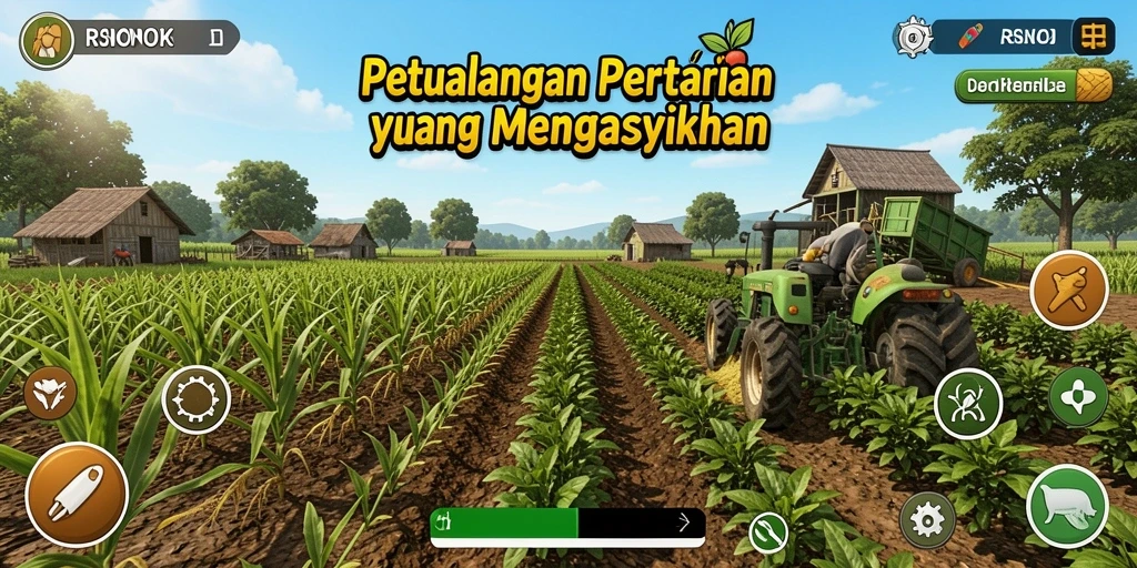 Tampilan menarik gameplay pertanian di RSNOK dengan berbagai aktivitas.